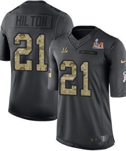 Nike Cincinnati Bengals #21 Mike Hilton Black Super Bowl LVI Patch Men's Stitched NFL Limited 2016 Salute to Service Jersey Men's