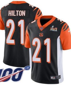 Nike Cincinnati Bengals #21 Mike Hilton Black Team Color Super Bowl LVI Patch Men's Stitched NFL 100th Season Vapor Untouchable Limited Jersey Men's