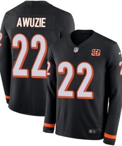 Nike Cincinnati Bengals #22 Chidobe Awuzie Black Team Color Men's Stitched NFL Limited Therma Long Sleeve Jersey Men's