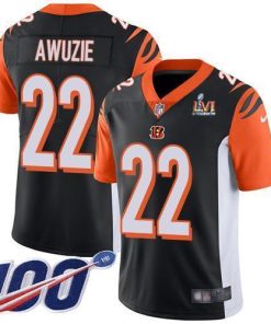 Nike Cincinnati Bengals #22 Chidobe Awuzie Black Team Color Super Bowl LVI Patch Men's Stitched NFL 100th Season Vapor Untouchable Limited Jersey Youth