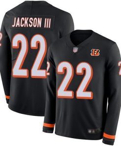 Nike Cincinnati Bengals #22 William Jackson III Black Team Color Men's Stitched NFL Limited Therma Long Sleeve Jersey Men's