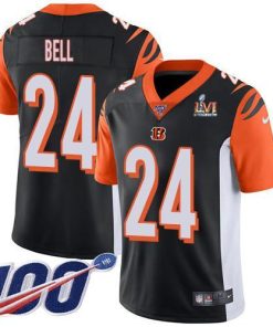 Nike Cincinnati Bengals #24 Vonn Bell Black Team Color Super Bowl LVI Patch Men's Stitched NFL 100th Season Vapor Limited Jersey Men's