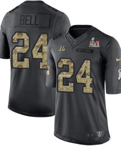 Nike Cincinnati Bengals #24 Vonn Bell Black Team Color Super Bowl LVI Patch Men's Stitched NFL Limited Therma Long Sleeve Jersey Men's