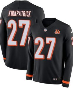 Nike Cincinnati Bengals #27 Dre Kirkpatrick Black Team Color Men's Stitched NFL Limited Therma Long Sleeve Jersey Men's