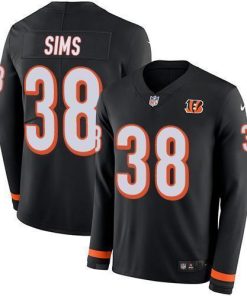 Nike Cincinnati Bengals #38 LeShaun Sims Black Team Color Men's Stitched NFL Limited Therma Long Sleeve Jersey Men's