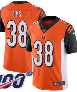 Nike Cincinnati Bengals #38 LeShaun Sims Orange Alternate Men's Stitched NFL 100th Season Vapor Untouchable Limited Jersey Men's