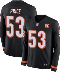 Nike Cincinnati Bengals #53 Billy Price Black Team Color Men's Stitched NFL Limited Therma Long Sleeve Jersey Men's