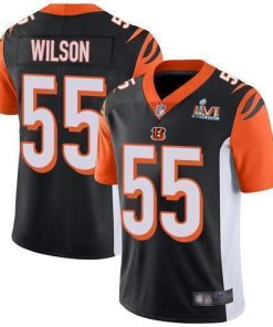 Nike Cincinnati Bengals #55 Logan Wilson Black Team Color Super Bowl LVI Patch Men's Stitched NFL Vapor Untouchable Limited Jersey Men's
