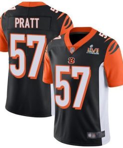 Nike Cincinnati Bengals #57 Germaine Pratt Black Team Color Super Bowl LVI Patch Men's Stitched NFL Vapor Untouchable Limited Jersey Men's