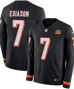 Nike Cincinnati Bengals #7 Boomer Esiason Black Team Color Men's Stitched NFL Limited Therma Long Sleeve Jersey Men's