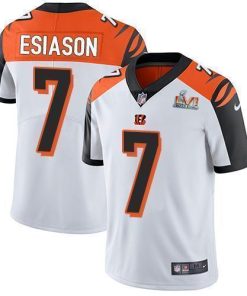 Nike Cincinnati Bengals #7 Boomer Esiason White Super Bowl LVI Patch Men's Stitched NFL Vapor Untouchable Limited Jersey Men's