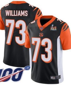 Nike Cincinnati Bengals #73 Jonah Williams Black Team Color Super Bowl LVI Patch Men's Stitched NFL 100th Season Vapor Limited Jersey Men's