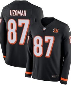 Nike Cincinnati Bengals #87 C.J. Uzomah Black Team Color Men's Stitched NFL Limited Therma Long Sleeve Jersey Men's