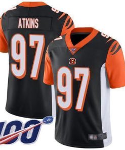 Nike Cincinnati Bengals #97 Geno Atkins Black Team Color Men's Stitched NFL 100th Season Vapor Limited Jersey Men's