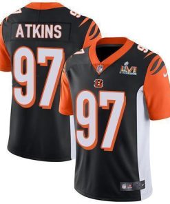 Nike Cincinnati Bengals #97 Geno Atkins Black Team Color Super Bowl LVI Patch Men's Stitched NFL Vapor Untouchable Limited Jersey Men's