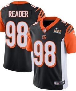Nike Cincinnati Bengals #98 D.J. Reader Black Team Color Super Bowl LVI Patch Men's Stitched NFL Vapor Untouchable Limited Jersey Men's