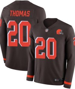 Nike Cleveland Browns #20 Tavierre Thomas Brown Team Color Men's Stitched NFL Limited Therma Long Sleeve Jersey Men's