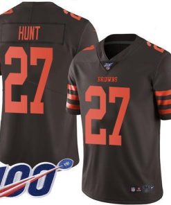 Nike Cleveland Browns #27 Kareem Hunt Brown Men's Stitched NFL Limited Rush 100th Season Jersey Men's