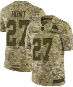 Nike Cleveland Browns #27 Kareem Hunt Camo Men's Stitched NFL Limited 2018 Salute To Service Jersey Men's