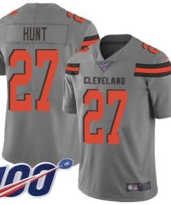 Nike Cleveland Browns #27 Kareem Hunt Gray Men's Stitched NFL Limited Inverted Legend 100th Season Jersey Men's