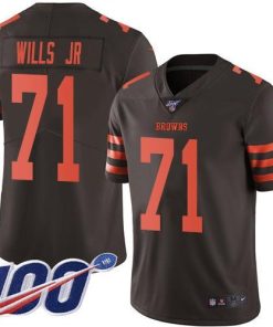 Nike Cleveland Browns #71 Jedrick Wills JR Brown Men's Stitched NFL Limited Rush 100th Season Jersey Men's