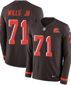 Nike Cleveland Browns #71 Jedrick Wills JR Brown Team Color Men's Stitched NFL Limited Therma Long Sleeve Jersey Men's
