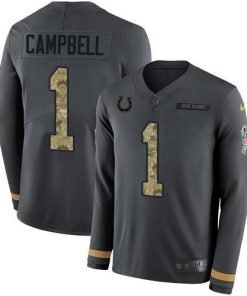 Nike Colts #1 Parris Campbell Anthracite Salute To Service Men's Stitched NFL Limited Therma Long Sleeve Jersey