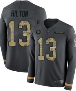 Nike Colts #13 T.Y. Hilton Anthracite Salute To Service Men's Stitched NFL Limited Therma Long Sleeve Jersey