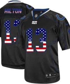 Nike Colts #13 T.Y. Hilton Black Men's Stitched NFL Elite USA Flag Fashion Jersey