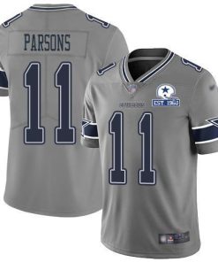 Nike Cowboys #11 Micah Parsons Gray Men's Stitched With Established In 1960 Patch NFL Limited Inverted Legend Jersey