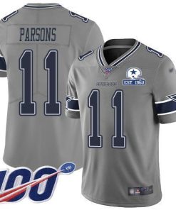 Nike Cowboys #11 Micah Parsons Gray Men's Stitched With Established In 1960 Patch NFL Limited Inverted Legend 100th Season Jersey