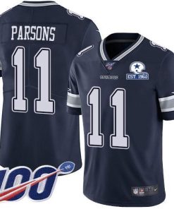 Nike Cowboys #11 Micah Parsons Navy Blue Team Color Men's Stitched With Established In 1960 Patch NFL 100th Season Vapor Untouchable Limited Jersey