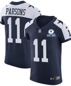 Nike Cowboys #11 Micah Parsons Navy Blue Thanksgiving Men's Stitched With Established In 1960 Patch NFL Vapor Untouchable Throwback Elite Jersey