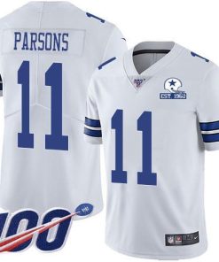 Nike Cowboys #11 Micah Parsons White Men's Stitched With Established In 1960 Patch NFL 100th Season Vapor Untouchable Limited Jersey
