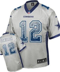 Nike Cowboys #12 Roger Staubach Grey Men's Stitched NFL Elite Drift Fashion Jersey