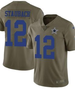 Nike Cowboys #12 Roger Staubach Olive Men's Stitched NFL Limited 2017 Salute To Service Jersey