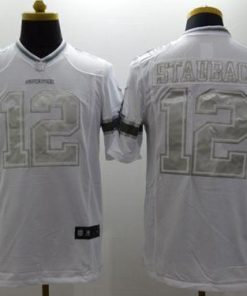 Nike Cowboys #12 Roger Staubach White Men's Stitched NFL Limited Platinum Jersey