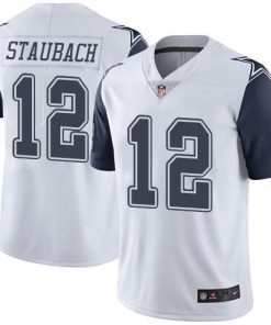 Nike Cowboys #12 Roger Staubach White Men's Stitched NFL Limited Rush Jersey