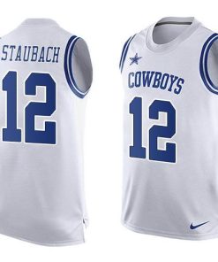 Nike Cowboys #12 Roger Staubach White Men's Stitched NFL Limited Tank Top Jersey