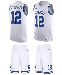 Nike Cowboys #12 Roger Staubach White Men's Stitched NFL Limited Tank Top Suit Jersey
