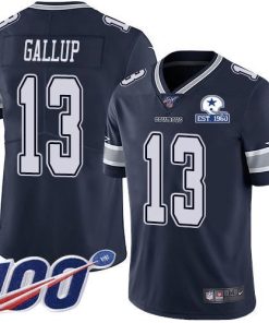 Nike Cowboys #13 Michael Gallup Navy Blue Team Color Men's Stitched With Established In 1960 Patch NFL 100th Season Vapor Untouchable Limited Jersey