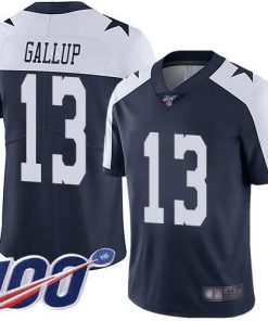 Nike Cowboys #13 Michael Gallup Navy Blue Thanksgiving Men's Stitched NFL 100th Season Vapor Throwback Limited Jersey