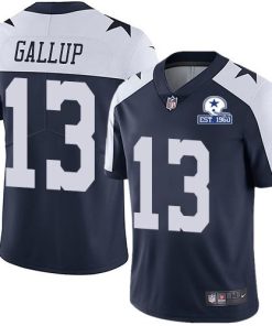 Nike Cowboys #13 Michael Gallup Navy Blue Thanksgiving Men's Stitched With Established In 1960 Patch NFL Vapor Untouchable Limited Throwback Jersey