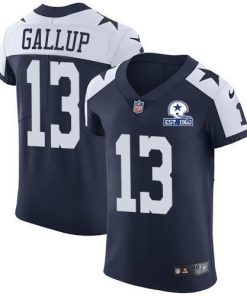 Nike Cowboys #13 Michael Gallup Navy Blue Thanksgiving Men's Stitched With Established In 1960 Patch NFL Vapor Untouchable Throwback Elite Jersey