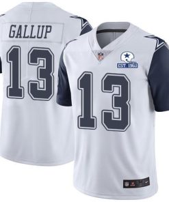 Nike Cowboys #13 Michael Gallup White Men's Stitched With Established In 1960 Patch NFL Limited Rush Jersey