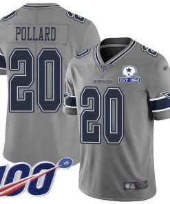 Nike Cowboys #20 Tony Pollard Gray Men's Stitched With Established In 1960 Patch NFL Limited Inverted Legend 100th Season Jersey