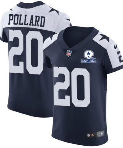 Nike Cowboys #20 Tony Pollard Navy Blue Thanksgiving Men's Stitched With Established In 1960 Patch NFL Vapor Untouchable Throwback Elite Jersey