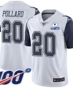 Nike Cowboys #20 Tony Pollard White Men's Stitched With Established In 1960 Patch NFL Limited Rush 100th Season Jersey