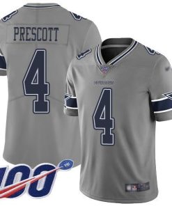 Nike Cowboys #4 Dak Prescott Gray Men's Stitched NFL Limited Inverted Legend 100th Season Jersey