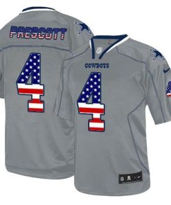 Nike Cowboys #4 Dak Prescott Grey Men's Stitched NFL Elite USA Flag Fashion Jersey